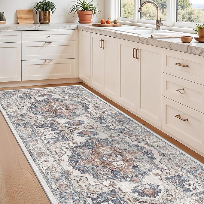 Washable 3x7 Hallway Runner Rug: Vintage 7ft Water-Resistant Soft Runner Rug - Image 4