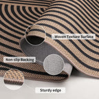 Tangsoo Easy Jute 5x7 Large Washable Non-Slip Area Rug for Dining Room