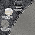 5x5 ft Tie Dye Black Round Rug for Bedroom Room Fluffy Circle Rug Furry Carpet - Image 4