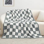 EXQ Home Checkered Throw Blanket, Knitted Blanket - Image 3