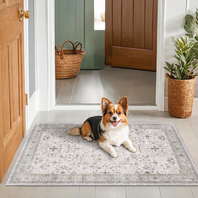 Light Grey 3x5 Large Boho Bathroom Rug - Image 6