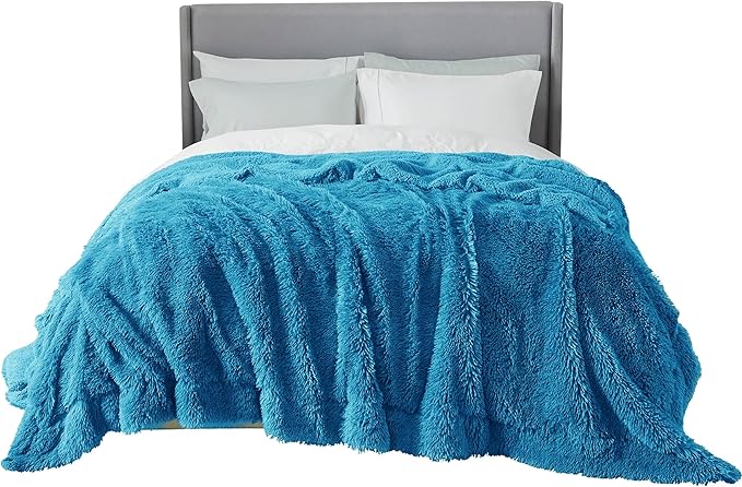 Bedsure GentleSoft Fluffy Bright Blue King Size Blanket by BEDSURE