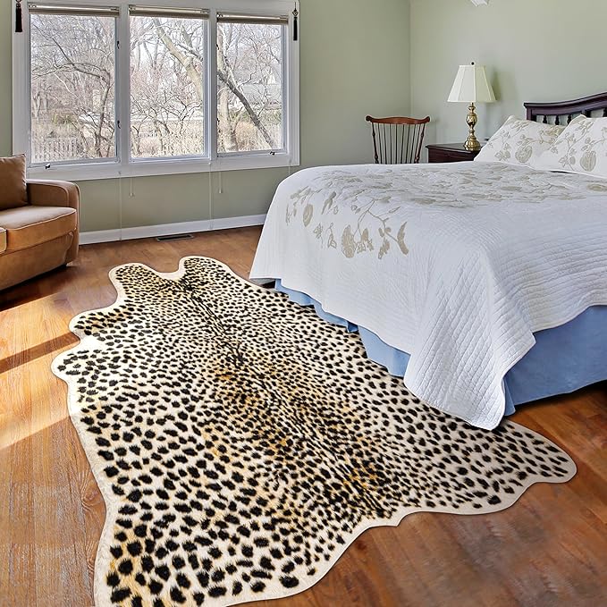 Cheetah Print Rug, Leopard Rug 5.2x7 Faux Animal Print Skin Cheetah Area Rug - Image 5
