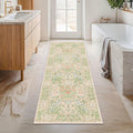Hazo Haus Non Slip Beige Green Bathroom Runner Rug by HazoHaus