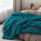 Bedsure GentleSoft Fluffy Turquoise Teal Blankets Queen Size - Image 4