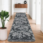 Tie-Dyed Dark Grey 2x8 Machine Washable Runner Rugs by JiaoBaba
