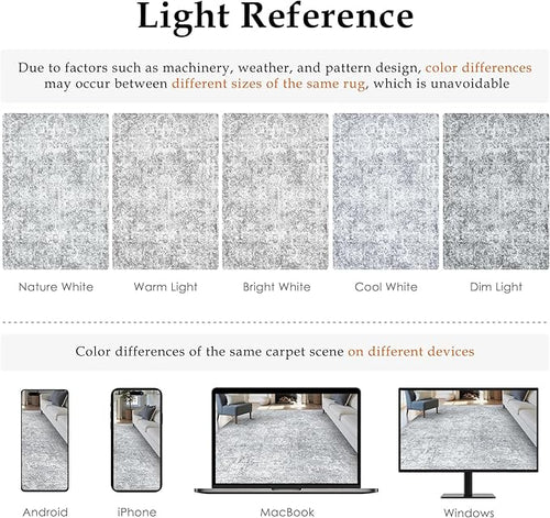 8x10 Area Rug Washable Vintage Living Room Carpet Large Indoor Non Slip Grey - Image 2