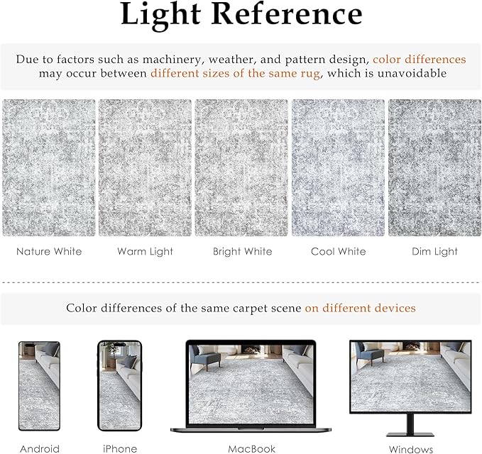 2x6 Runner Rug Washable Vintage Indoor Hallway Carpet Non Slip Grey Bedroom Low - Image 2