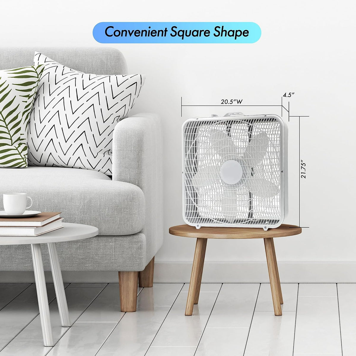 EZ-CHILL 20-Inch Portable Box Fan with 3-Speed Control - White
