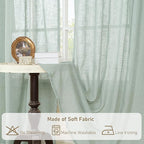 LAMIT Short Linen Window Curtains 30 Inches Long 2 Panels, Light Sage Semi - Image 8