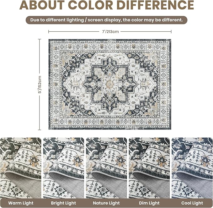 zesthome 5x7 Area Rugs, Machine Washable Rugs - Image 2