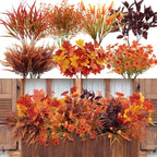Ouddy Decor 18 Pcs Artificial Plants for Outdoors Fake Greenery Stems