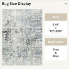 6x9 Abstract Area Rugs for Living Room 6 x 9 Washable Non Slip Low Pile Gray - Image 5