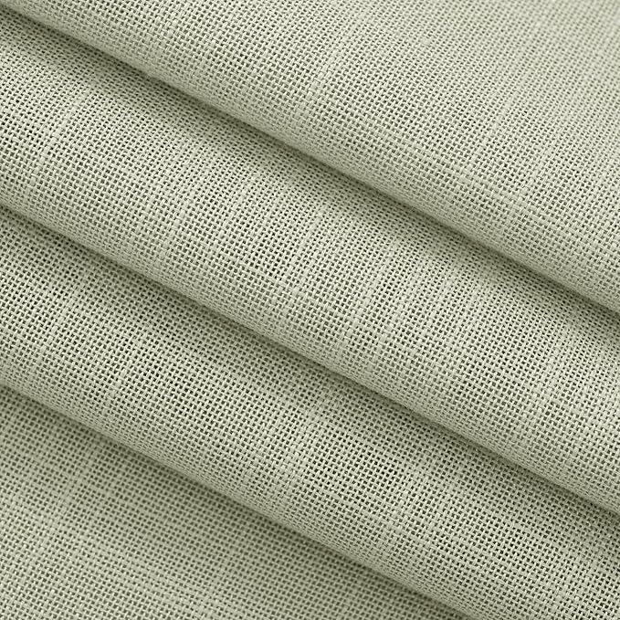 Linen Blend Sage Green Curtains 63 inch Length 2 Panels - Image 6