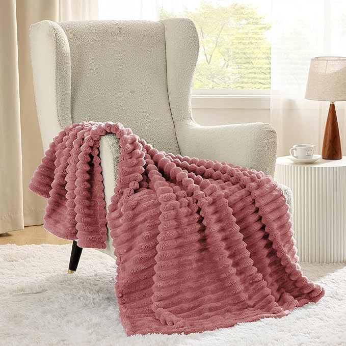 Bedsure GentleSoft Brick Dust Fleece Throw Blanket - Image 2