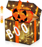 Outvita 2PC Halloween Collapsible Pumpkin Decoration, 150 LED Pop-Up Pumpkin Lamp with Star Cap, 3FT Plug in Halloween Lantern with Metal Stand for Indoor Outdoor Garden Patio Party Decor
