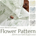 jinchan Floral Curtains 90 Inch Length Sage Green Flower Linen Farmhouse Curtain - Image 4