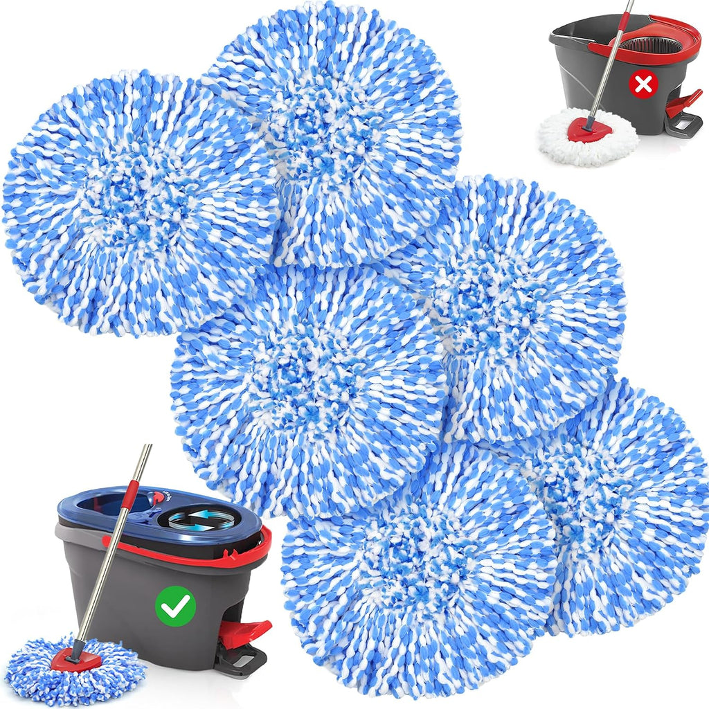 TidyBliss Spin Mop Head Replacement Compatible with O Cedar Triangle Swivel Mops, 6 Pack Microfiber Spin Mop Refills Replace Head Cleaning Floors for O-Cedar RinseClean 2 Tank System