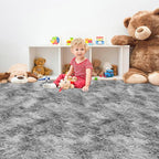 Tie Dye Grey Soft Shaggy Fluffy Rug - Image 2