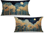 Rustic William Morris Inspired Gold Forest Moon Pillow Covers 12x20 Set of 2 by Unknown