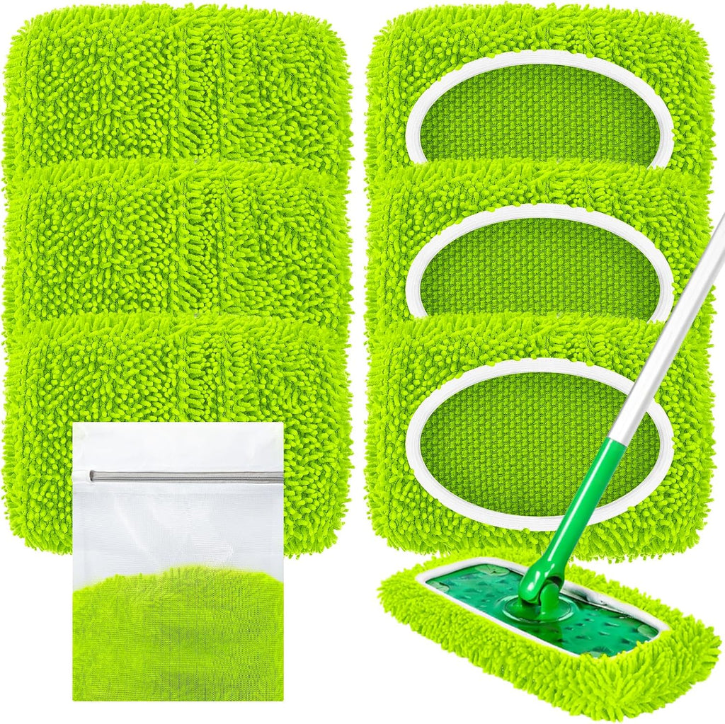 Reusable Microfiber Chenille Mop Pads Compatible with Swiffer Sweeper Mop