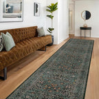 Dark Green Washable 3x12 Extra Long Runner Rug by HazoHaus