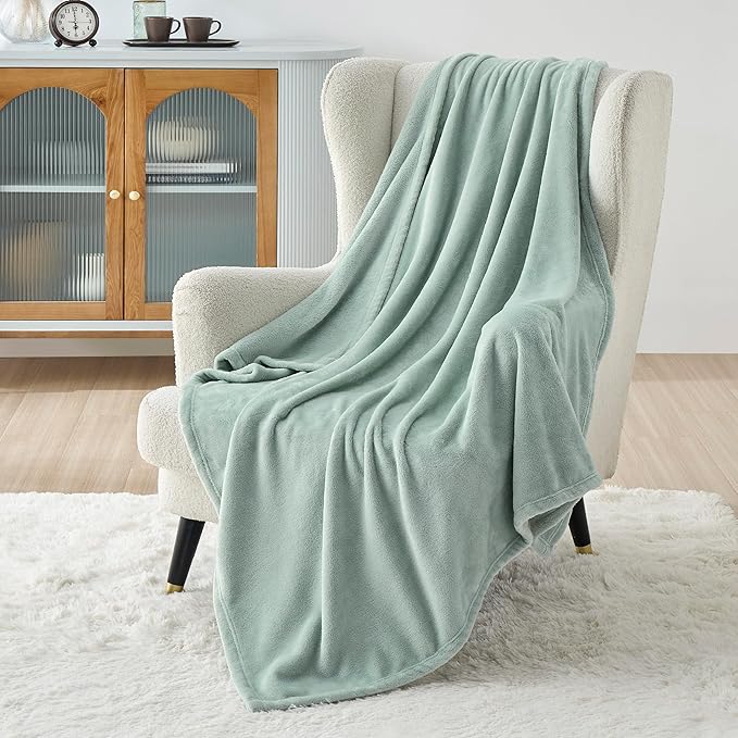Bedsure GentleSoft Sage Green Fleece Throw Blanket - Image 2