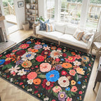 Washable Area Rug 8x10 Black/Brown, Large Soft Rugs - Image 2