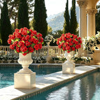 Artificial Flowers No Fade Realistic Geraniums Red Christmas Decor 6 Bundle