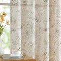 jinchan Floral Linen Curtains for Living Room 96 Inch Length Green Flower by JINCHAN