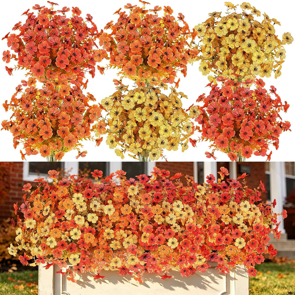 24PCS Artificial Outdoor Flowers, UV Resistant Plastic Flowers