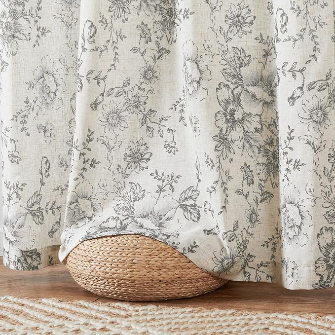 jinchan Linen Blend Curtain Floral Curtains - Image 7