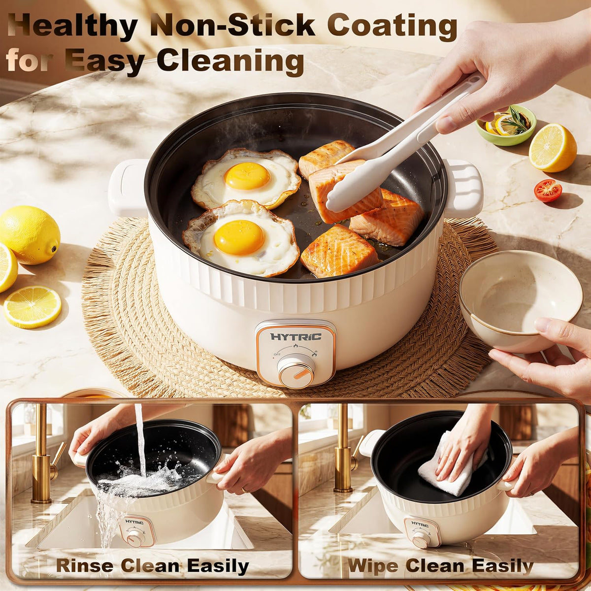HYTRIC 4.5L Electric Pot, 1200W Non-Stick Hot Pot Electric with Dual Power