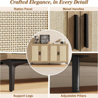 JASIWAY Buffet Cabinet with Storage, 48" Rattan Coffee Bar Cabinet Station