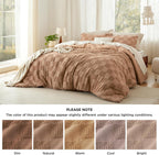 Bedsure Taupe Comforters Queen Set, Vintage Boho Plaid Bedding Set 3 Pcs