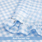 ZJDECOR Baby Blue Buffalo Plaid Ruffle Window Curtain Panels 84 Inches Long