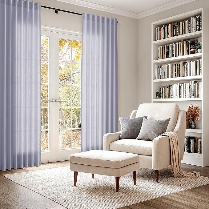 Nanspring Lavender Purple Linen Curtains 96 Inches Long - Image 6