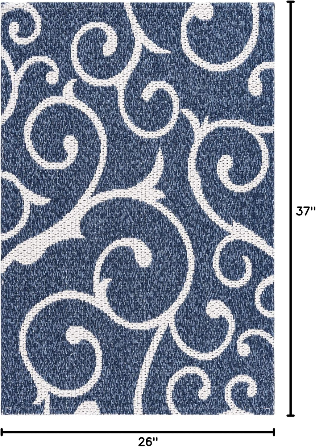 Unique Loom Decatur Collection Damask Botanical, Geometric, Modern Area Rug (2' 2 x 3' 0 Rectangular, Navy Blue/ Ivory)