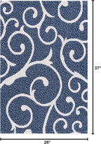 Unique Loom Decatur Collection Damask Botanical, Geometric, Modern Area Rug (2' 2 x 3' 0 Rectangular, Navy Blue/ Ivory)
