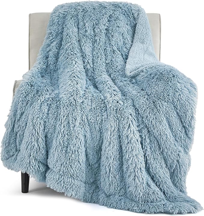 Bedsure GentleSoft Fluffy Light Sky Blue Throw Blanket, Dusty Baby Blue Decor by BEDSURE