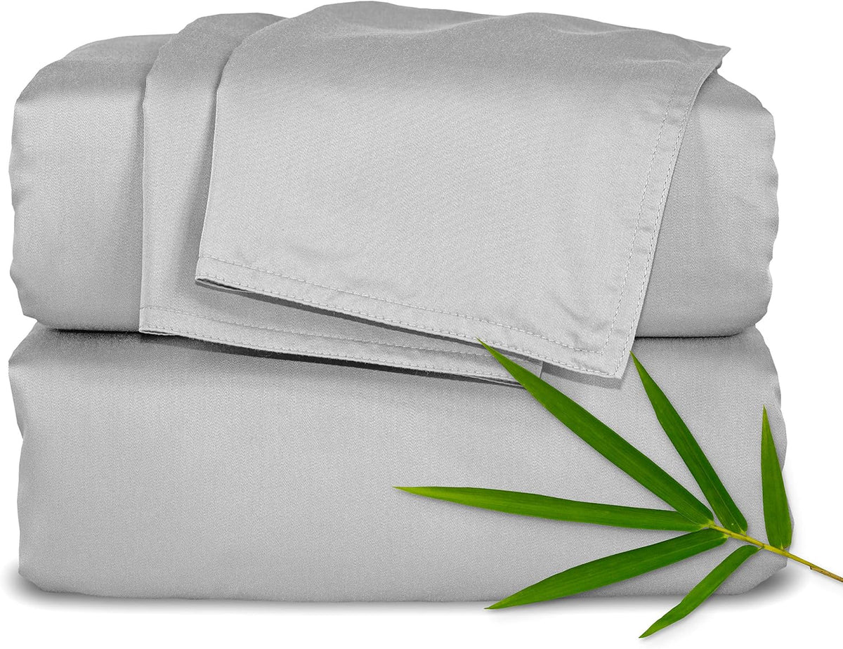 Pure Bamboo King Sheets, Genuine 100% Organic Viscose Derived from Bamboo Bed Sheet Set, Luxuriously Soft & Cooling, Double Stitching, 2 Year Quality Promise (King, Birch)