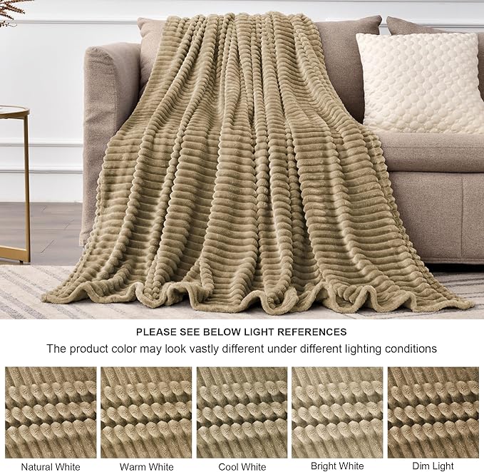 BEDELITE Fleece Blanket Queen Size – 3D Ribbed Jacquard Soft and Warm - Image 6