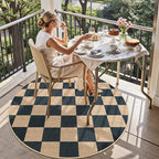 Lahome Colette Checkered 4 ft Easy Jute Round Rug, Washable Small Rugs - Image 3