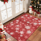 2x3 Christmas Doormat for Entryway, Washable Christmas Rugs Bathroom，Snowflake by Restydon