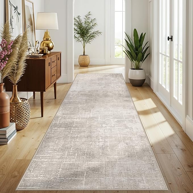 Hallway 4x10 Washable Runner Rug:Stain Resistant Abstract Rug - Image 2