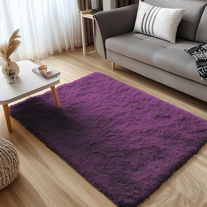 OLANLY 3x5 Machine Washable Small Bedside Rug, Soft Fluffy Shaggy Rugs - Image 3
