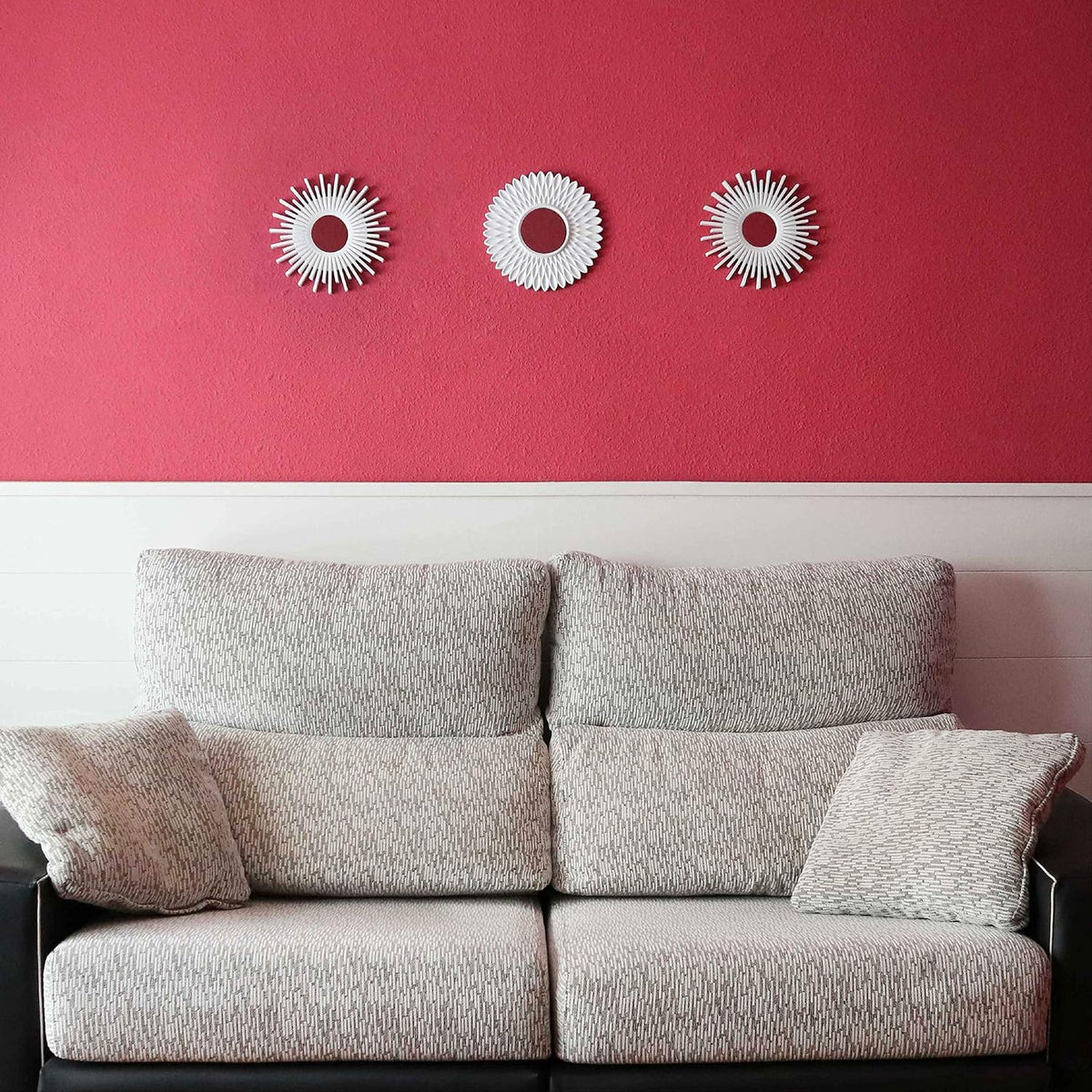 BONNYCO White Wall Mirrors Pack of 3 Pieces Home & Bedroom Decorations