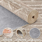 Nakagishi Area Rug Living Room Rugs: 3X8 Machine Washable Boho Large Neutral - Image 3