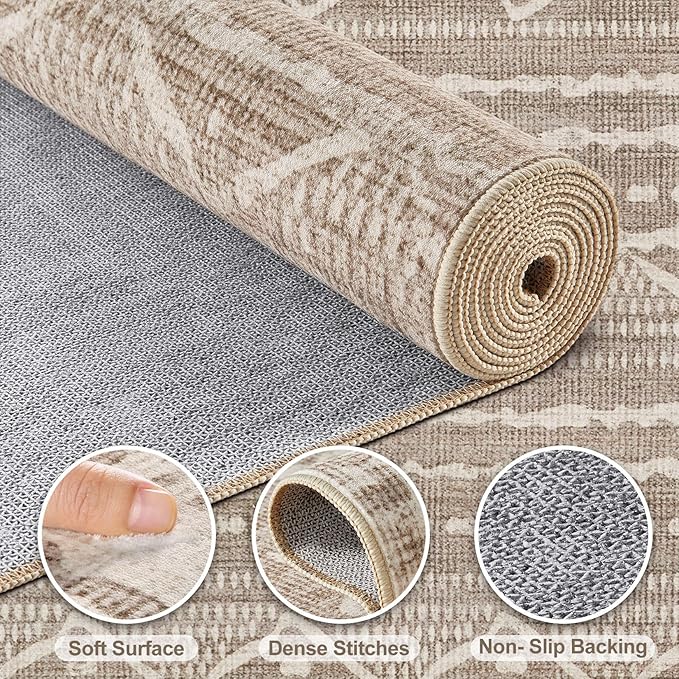Nakagishi 7x9 Area Rugs Living Room: Washable Boho Large Neutral Soft Farmhouse - Image 3