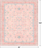 Washable Pink and Blue 7x9 Boho Rugs - Image 2